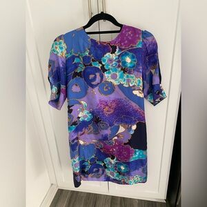 Sunner womens small 100% silk floral dress EUC